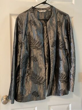Soft By Avenue Womens 22/24 Charcoal w/Black Embroidery Light Weight Jacket